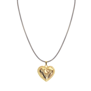 Κολιέ Αλυσίδα Φίδι "Vintage Heart" - charms, ορείχαλκος, καρδιά, κοντά, boho