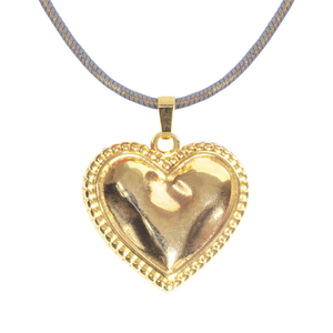 Κολιέ Αλυσίδα Φίδι "Vintage Heart" - charms, ορείχαλκος, καρδιά, κοντά, boho - 2