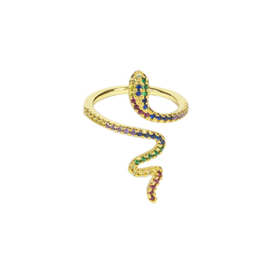 Δαχτυλίδι με Zircon "Snake" - ζιργκόν, boho, μεγάλα, αυξομειούμενα