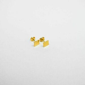 Minimal τετράγωνα σκουλαρίκια ασήμι επιχρυσωμένο 22Κ - ασήμι, επιχρυσωμένα, καρφωτά, μικρά, φθηνά - 3