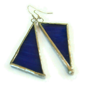 Τρίγωνα Μπλέ Βιτρώ - γυαλί, μοντέρνο, ασήμι 925