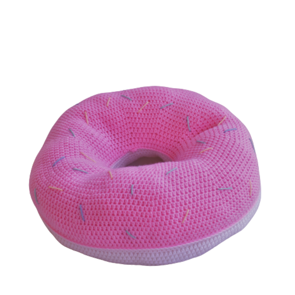 Πλεκτό μαξιλάρι donut ροζ - μαλλί, κορίτσι, χειροποίητα, μαξιλάρια - 2