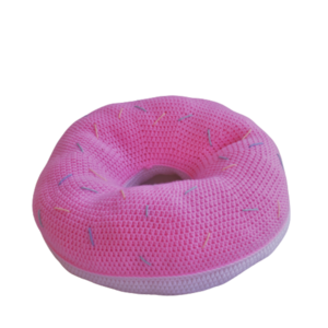Πλεκτό μαξιλάρι donut ροζ - μαλλί, κορίτσι, χειροποίητα, μαξιλάρια - 2