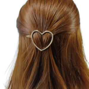 Επίχρυση μπαρέτα καρδιά - καρδιά, μέταλλο, μοδάτο, hair clips - 2