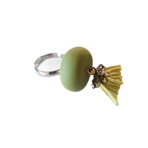 "Greenish" Χειροποίητο δαχτυλίδι από πηλό - πηλός, boho, αυξομειούμενα