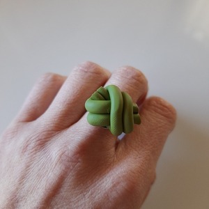 "Double knot" Χειροποίητο δαχτυλίδι από πηλό - πηλός, χειροποίητα, αυξομειούμενα - 3