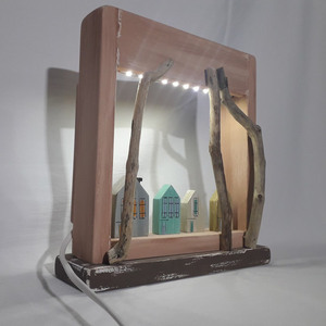 Φωτιστικό επιτραπέζιο ξύλινο χειροποίητο ζωγραφισμένο στο χέρι Δάσος 27x25x7 Πολύχρωμο Καπαδάκης - ζωγραφισμένα στο χέρι, πορτατίφ, χειροποίητα, ξύλινα διακοσμητικά - 3