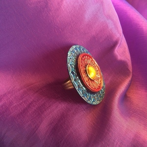 Μεγάλο πολύχρωμο δαχτυλίδι από αρζαντό - αλπακάς, boho, μεγάλα, αυξομειούμενα, φθηνά - 3