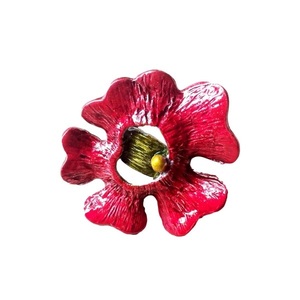 Κατακόκκινο δαχτυλίδι από αρζαντό "Red Flower" - αλπακάς, boho, μεγάλα, αυξομειούμενα, φθηνά