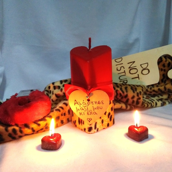 Δώρο Αγίου Βαλεντίνου κερί καρδιά κόκκινο-λεοπάρ 13,5×6,7×6,5cm - κερί, αρωματικά κεριά, αγ. βαλεντίνου - 3