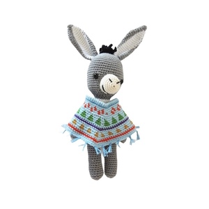 Πλεκτός γάιδαρος με πόντσο 32cm - crochet, λούτρινα, amigurumi, δώρο γέννησης