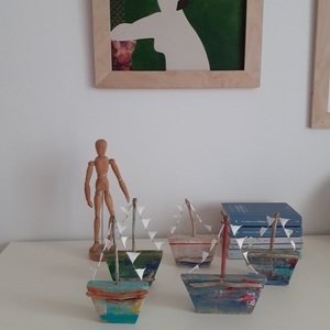 Καράβι θαλασσόξυλα - ύφασμα, ξύλο, καράβι, διακοσμητικά - 4