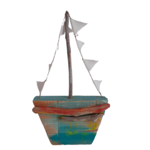 Καράβι θαλασσόξυλα τιρκουάζ - ύφασμα, ξύλο, καράβι, διακοσμητικά