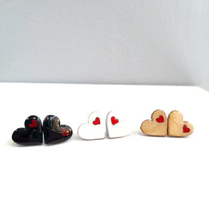 Stud earrings “Mini καρδούλες”. - ξύλο, καρδιά, καρφωτά, κοσμήματα