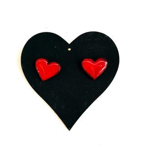 Stud earrings “Mini hearts”. - ξύλο, ζωγραφισμένα στο χέρι, καρδιά, καρφωτά, κοσμήματα - 2