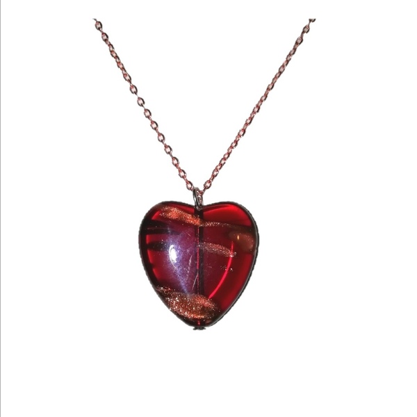 Καρδιά ❤️ από κρύσταλλο Τσεχίας σε ροζ χρυσό κολιέ - γυαλί, καρδιά, κοσμήματα