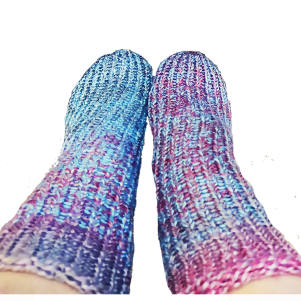 Πλεκτές κυλινδρικές κάλτσες (ένα μέγεθος) ροζ-γαλαζιο - πλεκτό, χειροποίητα