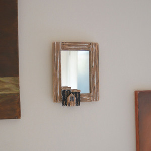 Καθρέπτης ξύλινος χειροποίητος ζωγραφισμένος στο χέρι Γειτονιά με σπίτια 15x20x4 Καφέ Καπαδάκης - ζωγραφισμένα στο χέρι, διακόσμηση, χειροποίητα, ξύλινα διακοσμητικά τοίχου - 2