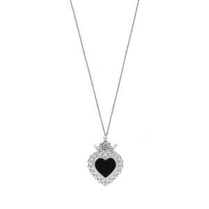 Κολιέ Μακρύ "Black Heart" - charms, ορείχαλκος, καρδιά, μακριά, δώρα αγίου βαλεντίνου