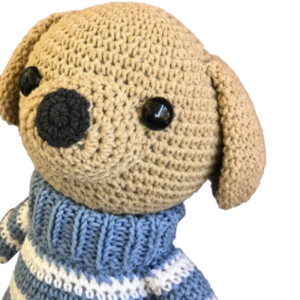 Σκύλος με ριγέ πουλόβερ - λούτρινα, amigurumi - 2