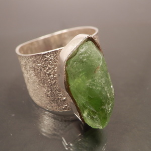 Ασημενιο δακτυλιδι με Emerald Calsite - ημιπολύτιμες πέτρες, ασήμι 925, σταθερά, μεγάλα - 3
