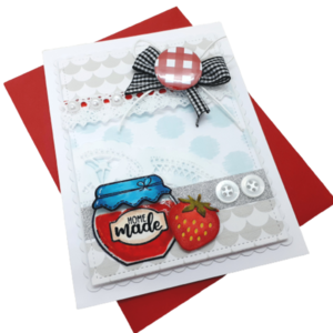 Χειροποίητη κάρτα με κονκάρδα - Μαρμελάδα φράουλα - γενέθλια, γιορτή της μητέρας