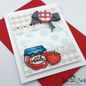 Χειροποίητη κάρτα με κονκάρδα - Μαρμελάδα φράουλα - γενέθλια, γιορτή της μητέρας - 3