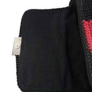 Τσάντα χειρός με κόκκινη κοκκάλινη αλυσίδα, μαύρο-κόκκινο - νήμα, χειρός, πλεκτές τσάντες, βραδινές, μικρές - 4