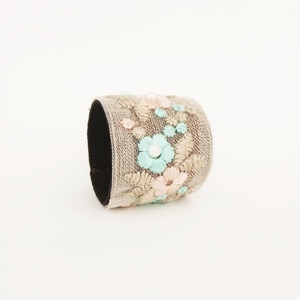 Embroidered Flowers, Elastic Cuff - ύφασμα, σταθερά, χεριού, φαρδιά - 2
