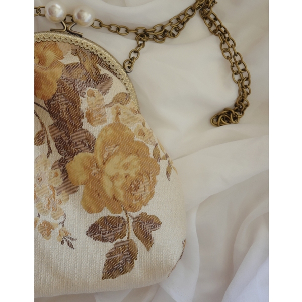 "Soft Spring" τσάντα με μεταλλικό πλαίσιο με πέρλες - vintage, χιαστί, φλοράλ, romantic, all day - 2