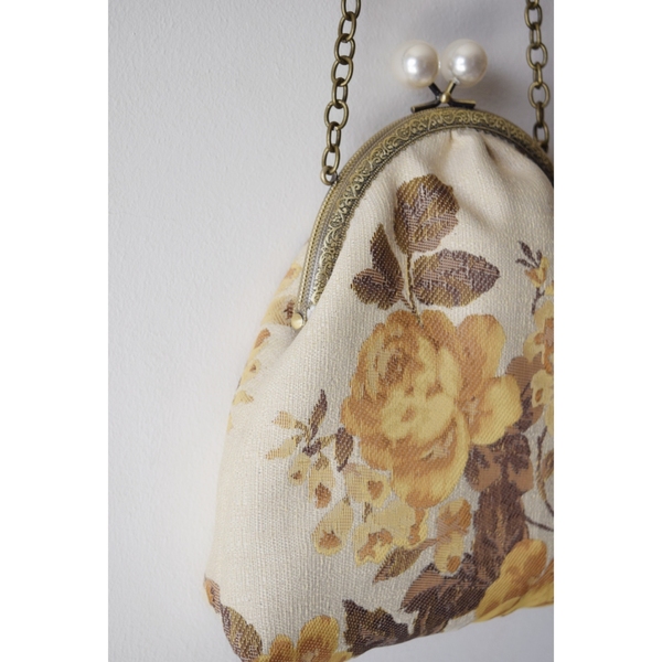 "Soft Spring" τσάντα με μεταλλικό πλαίσιο με πέρλες - vintage, χιαστί, φλοράλ, romantic, all day - 3