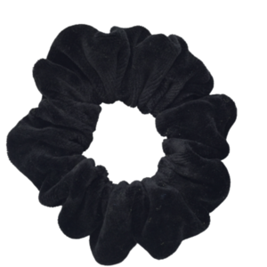 Υφασμάτινο λαστιχάκι scrunchie μαύρο βελούδινο - ύφασμα, γυναικεία, βελούδο, μαύρα, λαστιχάκια μαλλιών - 2