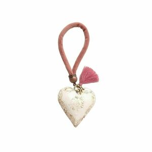 Μπρελόκ δώρο για τη δασκάλα μεταλλική ανάγλυφη καρδιά εκρου 15εκ.υψος γούρι 2024 - καρδιά, μπρελόκ, δώρα για δασκάλες