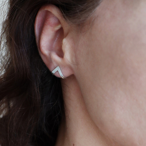 Ασημένια σκουλαρίκια Λ τρίγωνα 925 ear cuffs - ασήμι, γεωμετρικά σχέδια, μικρά, ear cuffs
