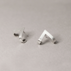 Ασημένια σκουλαρίκια Λ τρίγωνα 925 ear cuffs - ασήμι, γεωμετρικά σχέδια, μικρά, ear cuffs - 4