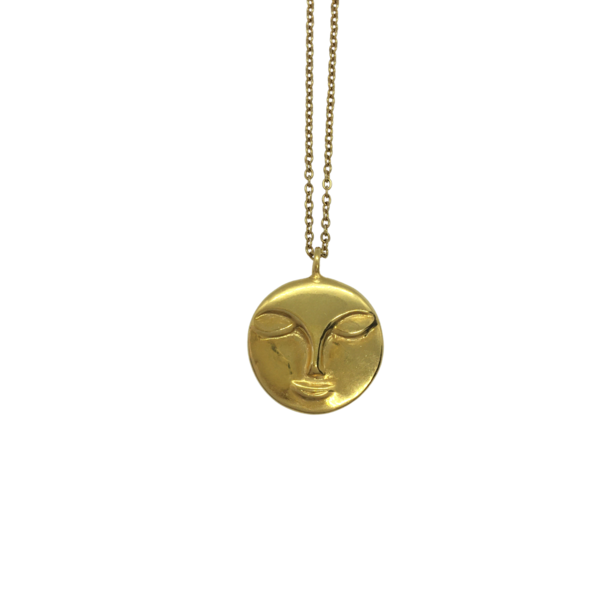 Χειροποίητο ασημένιο κρεμαστό επιχρυσωμένο με ατσάλινη αλυσίδα - charms, επιχρυσωμένα, ασήμι 925, φεγγάρι, κοντά