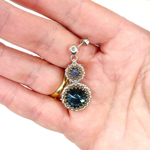 Σκουλαρίκια "Royal blue" - ημιπολύτιμες πέτρες, βραδυνά, μακριά, κρεμαστά, μεγάλα - 2