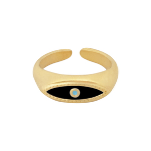 Δαχτυλίδι Αυξομειούμενο "Oval Eye" - επιχρυσωμένα, ορείχαλκος, μικρά, boho, αυξομειούμενα - 2