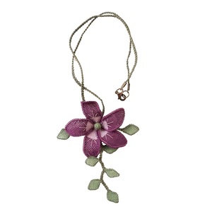 Kολιέ φριβολιτέ "Purple Daizy " - ύφασμα, κοντά, λουλούδι