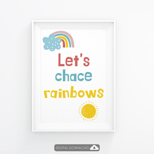 Εκτυπώσιμο σετ 2 αφισών για παιδικό δωμάτιο ''Let's chase rainbows'' - αφίσες, δώρα για μωρά, δωμάτιο παιδιών - 2