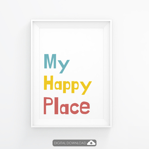 Εκτυπώσιμο σετ 2 αφισών για παιδικό δωμάτιο ''My happy place'' - αφίσες, δώρα για μωρά, δωμάτιο παιδιών - 2