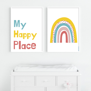 Εκτυπώσιμο σετ 2 αφισών για παιδικό δωμάτιο ''My happy place'' - αφίσες, δώρα για μωρά, δωμάτιο παιδιών - 4