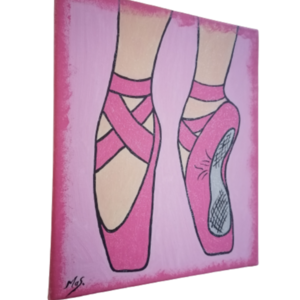 πουεντ ροζ ζωγραφικη με ακρυλικά με διακριτικο γκλιτερ 30Χ25εκ. - κορίτσι, παιδικοί πίνακες - 2