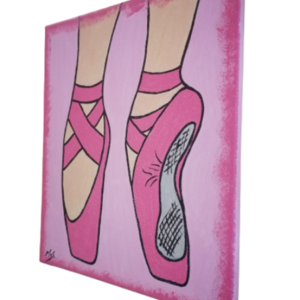 πουεντ ροζ ζωγραφικη με ακρυλικά με διακριτικο γκλιτερ 30Χ25εκ. - κορίτσι, παιδικοί πίνακες - 3