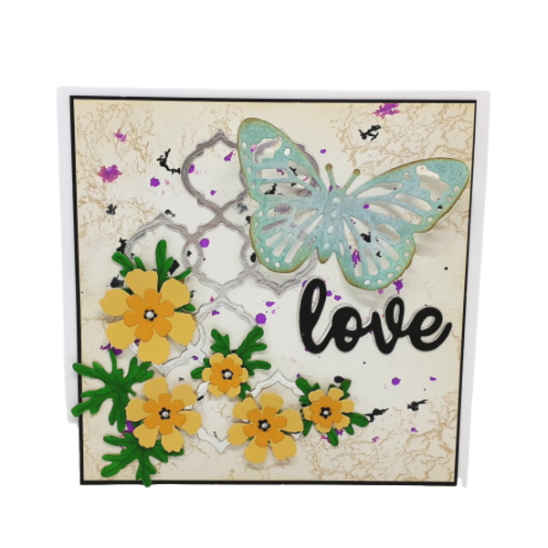 Ευχετήρια κάρτα " Άνοιξη" - λουλούδια, πεταλούδα, γενέθλια, επέτειος, αγ. βαλεντίνου