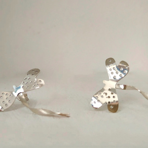 Ασημένια χειροποίητα καρφωτά σκουλαρίκια πεταλούδας - ασήμι, πεταλούδα, καρφωτά, μικρά - 2