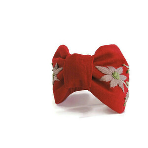 Χειροποίτη φλοράλ στέκα με κέντημα στο χέρι σε κοκκινο λινό ύφασμα σε vintage στυλ / Handmade floral embroidery headband in red linen cloth . - ύφασμα, για τα μαλλιά, στέκες - 2