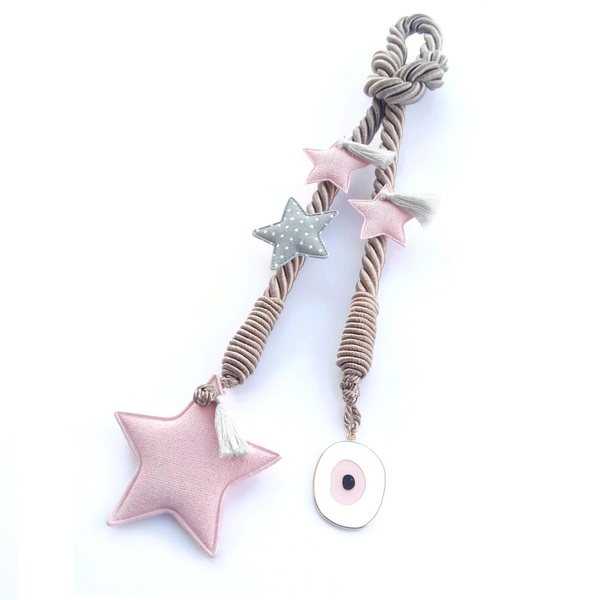 Παιδικό Γούρι Φυλαχτό - Ματάκι για Νεογέννητο με Υφασμάτινα Αστέρια 35εκ - κορίτσι, αστέρι, βρεφικά, δώρο γέννησης, φυλαχτά - 2