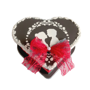 Κουτάκι ξύλινο mtf καρδιά ζευγάρι 16×15×6εκ. Γκρι, κόκκινο - ξύλο, αγάπη, διακοσμητικά, ζευγάρια