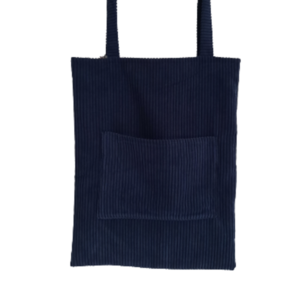 Υφασμάτινη tote τσάντα "μπλε κοτλέ" 41x33εκ - ύφασμα, ώμου, all day, tote, πάνινες τσάντες - 3